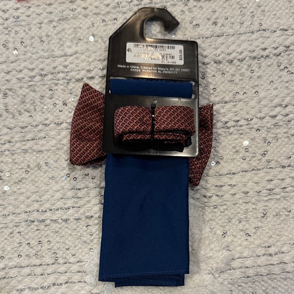 Alfani Burgundy and Navy Pocket Square Set - Picture 3 of 5